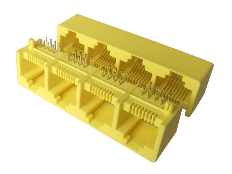 右LED燈四座RJ45連接器