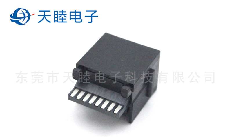 8P8C全塑180度直立式帶邊RJ45連接器