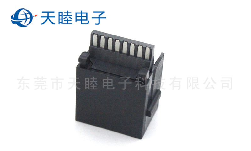 8P8C全塑180度直立式帶邊RJ45連接器