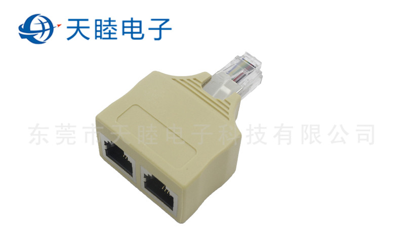 RJ116P4C一公轉(zhuǎn)兩母帶屏蔽連接器